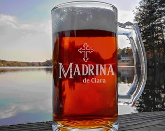 Cadeau de marraine personnalisé, tasse à bière de 16 oz, verre à bière élégant serez-vous mon cadeau de marraine, cadeau de baptême, pour la marraine, Madrina