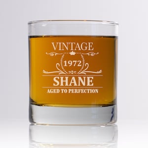 Vintage Aged to Perfection Glass, Personalized Rocks Glass ,60th, 50th, 40th 21st, 30th, Whiskey Glasses, Custom Whiskey Gifts