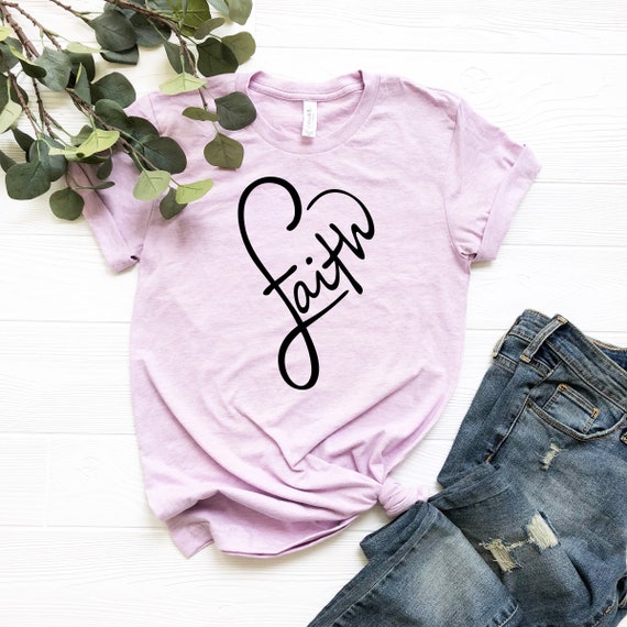 Faith Heart T-Shirt, Christian Apparel, Religious Tee, Women's Grateful Shirt, Unisex Sized,Christian T Shirt, Christian Shirts
