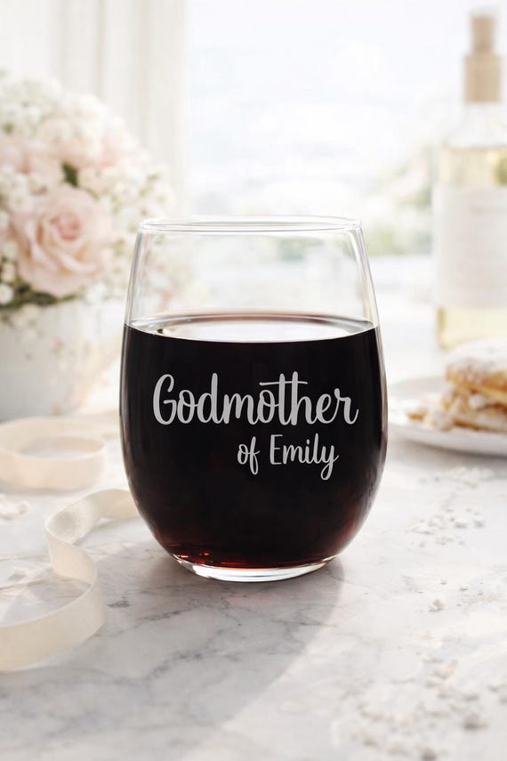 Personalized Godmother Wine Glass, Custom Godparent Gift
