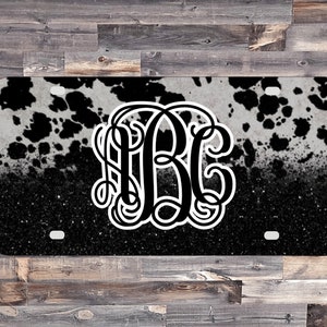 Cow Print | Glitter effect | License Plate | Car Tag | Personalized Car Tag | Monogram Plate | Personalized Plate | Aluminum License Plate