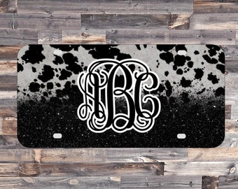 Cow Print | Glitter effect | License Plate | Car Tag | Personalized Car Tag | Monogram Plate | Personalized Plate | Aluminum License Plate