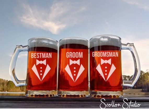 Groomsman Gifts,Engraved Personalized Groomsman Beer Mug: Engraved Groomsmen Beer Mugs, Large Groomsman Beer Mug, Custom Groomsmen Steins,