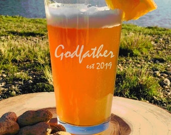 Personalized Godfather Gift,Godparent Gift, Pint Glass, Beer Glass ,Will You Be My Godfather , Baptism Gift, For The Godfather, Godparents