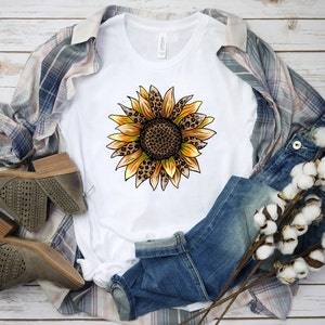 Sunflower Leopard | Sunflower Leopard Shirt | Floral Tee Shirt | Unisex Sized | Sunflower T-shirt | Sunflower Shirts | Sunflower Tees