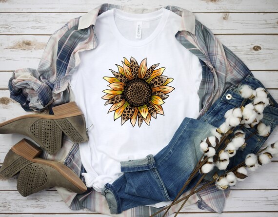 Sunflower Leopard | Sunflower Leopard Shirt | Floral Tee Shirt | Unisex Sized | Sunflower T-shirt | Sunflower Shirts | Sunflower Tees