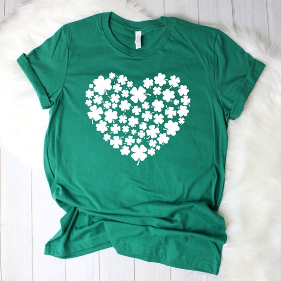 Saint Patricks Day Shirts | Shamrock Heart Shirt | Clover Heart Shirt | St Patrick's Day Heart | Lucky Shirt |  Shamrock Shirt