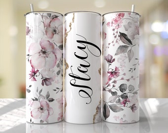 Floral Personalized Tumbler | 20 oz Insulated Stainless Steel