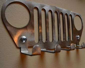 Jeep TJ key holder rack, jeep gift, wrangler, offroading, jeep decor, hat rack, metal key holder, metal wall art