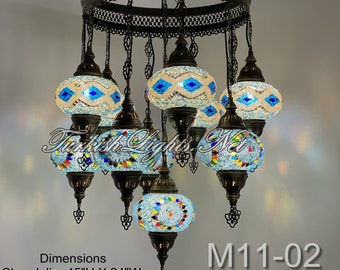 11 (L) Globe Turkish Lamp  Morocco Lantern Mosaic Hanging Ceiling Lamp Pendant Light Fixture Chandelier Lighting FREESHIPING, 45"