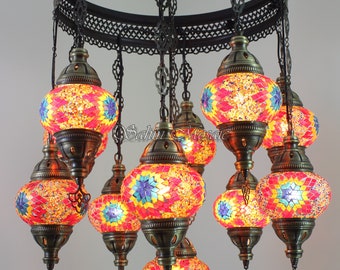 7 Ball Turkish Water Drop Style Mosaic Chandelier Multi color 7 Ball Turkish Water Drop Style Mosaic Chandelier Multi color