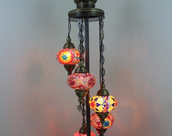 Standing Lamp Bedside Lamp Moroccan Floor Lamp Turkish Floor Lamp Turkish Lamp 7 Glasses 5 Balls Wavy Multicolor Floor Lamp 50 Height