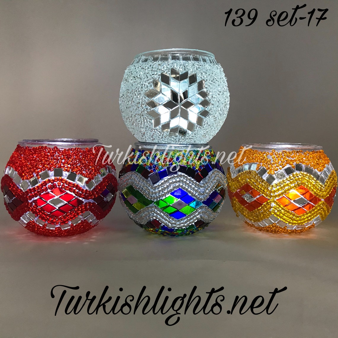 Set of 4 Turkish Mosaic Candle Holdersid 139 Etsy