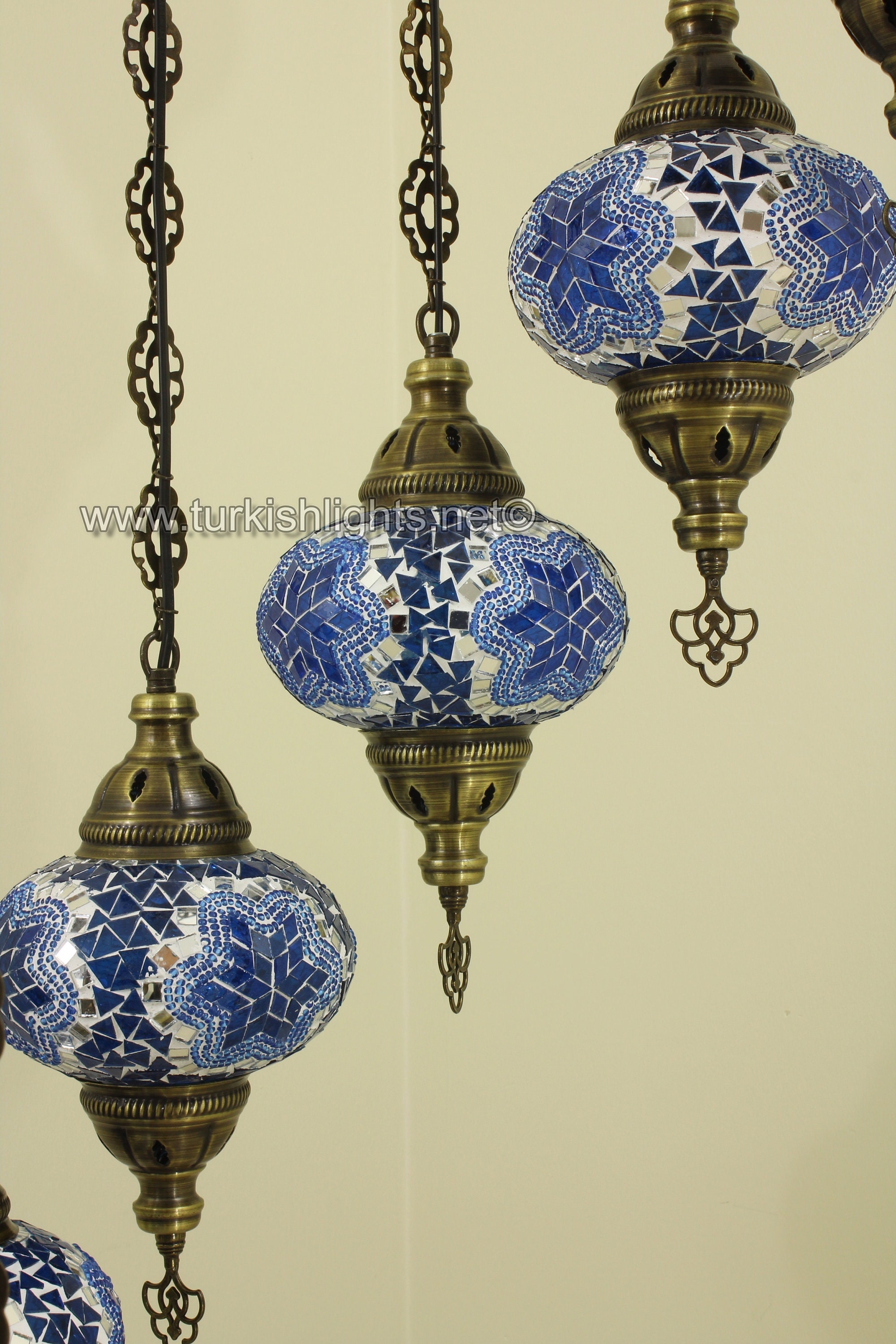 Lampada turca azzurra con braccio h 45 cm