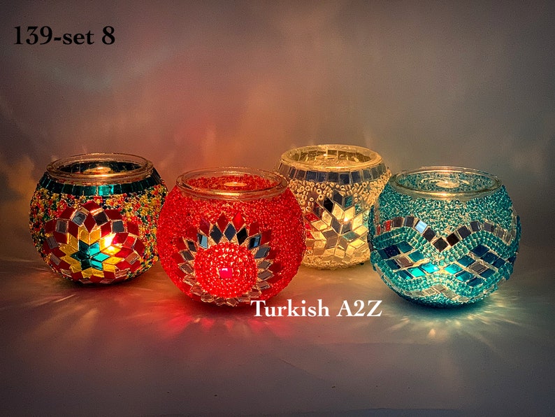 Set Of 4 Turkish Mosaic Candle HoldersID 139 Etsy