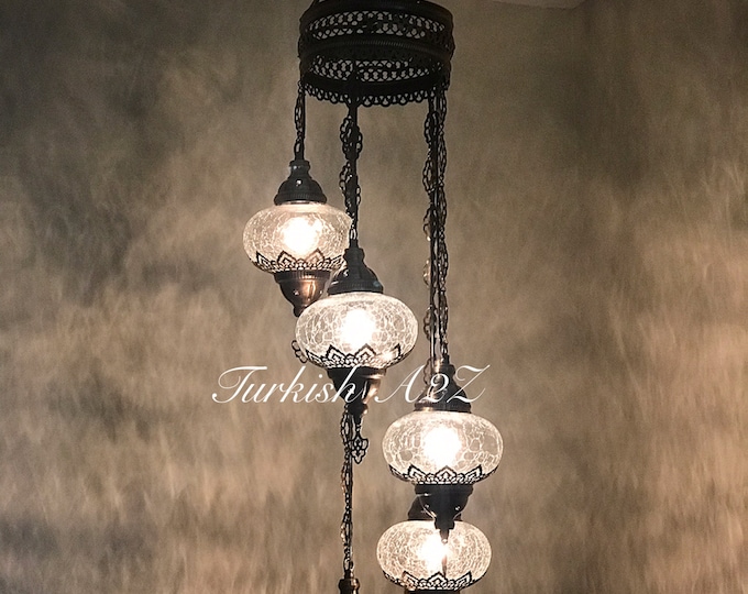Chandelier with 5 Cracked Globes (water drop model) , ID:147