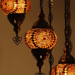 7 - Ball Turkish  Water Drop Style  Mosaic Chandelier Multi-color