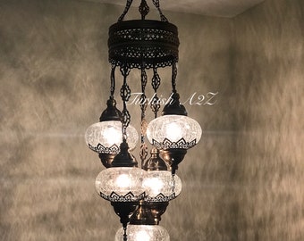 Chandelier with 5 Cracked Globes (Sultan model) , ID:148