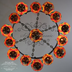 15 Ball Turkish  SULTAN Mosaic Chandelier Multi-color