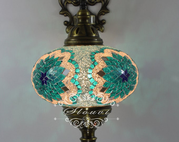 Turkish  Mosaic Single  Wall Sconce, With Extra Large Globe