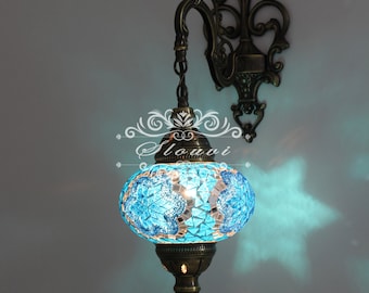 Turkish  Mosaic Single  Wall Sconce, With Large Globe