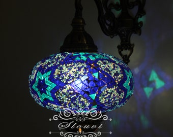 Turkish  Mosaic Single  Wall Sconce, With Extra Large Globe