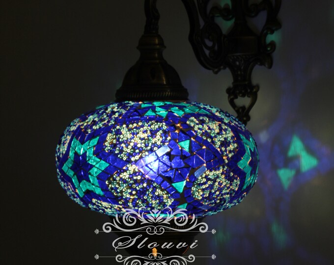 Turkish  Mosaic Single  Wall Sconce, With Extra Large Globe