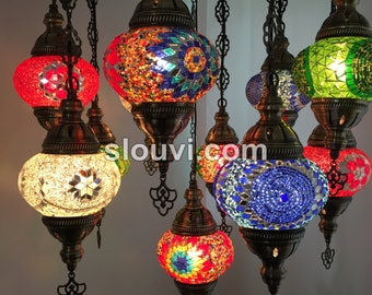 11 Ball Turkish  SULTAN Mosaic Chandelier Multi-color