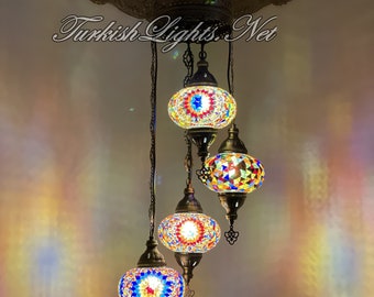 4 (L) Globe Turkish Lamp Morocco Lamp Turkish Chandelier Mosaic Lamp Ceiling Lantern  Pendant Fixture  Chandelier H04-35 FREE SHIPPING