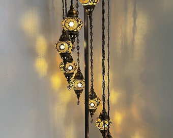 9 (M) Globe Turkish Floor Lamp, Turkish Lamp, Morocco Lamp, Mosaic Floor Lamp, Bedside Floor Lamp, US Plug, FREE SHIPPING