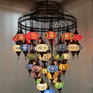 Turkish Mosaic Chandelier With 51  Large Globes  ,ID: 153