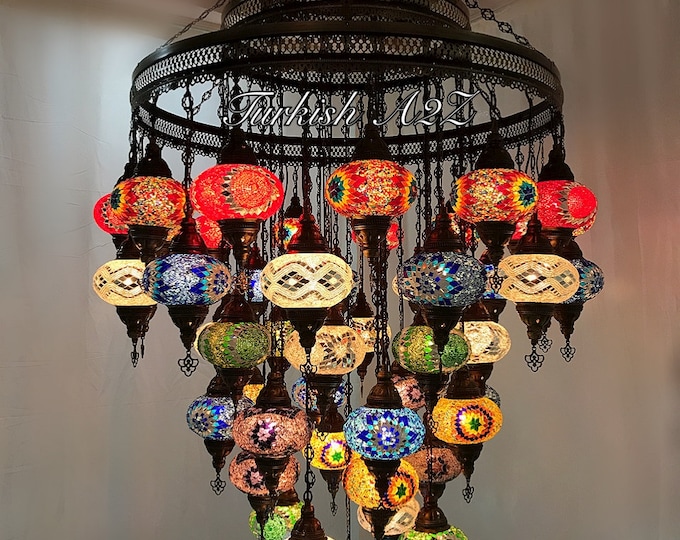 Turkish Mosaic Chandelier With 51  Large Globes  ,ID: 153