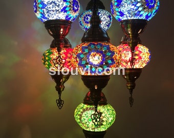 7 - Ball Turkish  SULTAN Mosaic Chandelier Multi-color