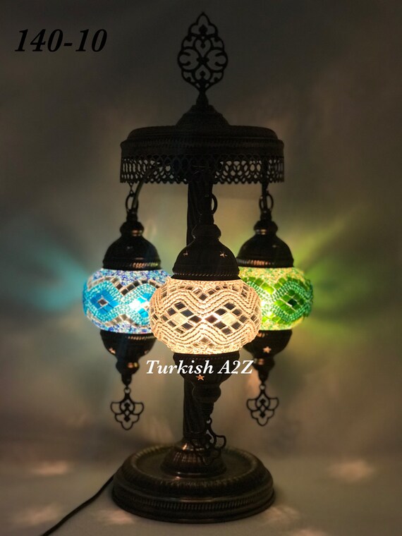 Turkish Mosaic Short Floor Table Lamp With 3 Small Globes Etsy