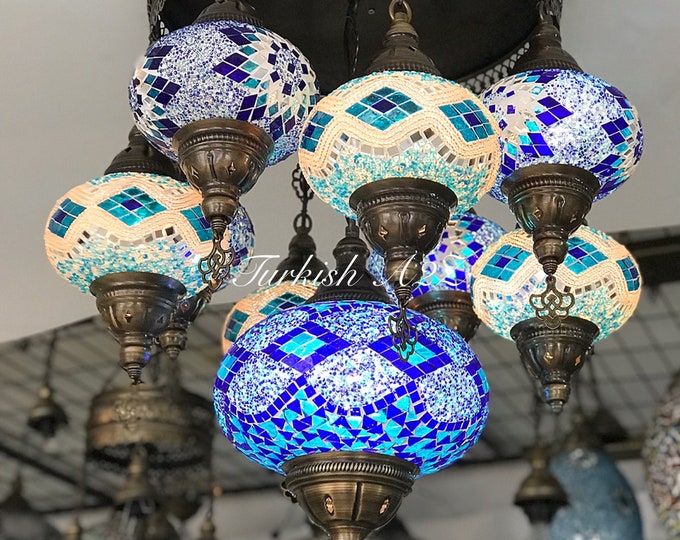 9  BALL SULTAN  CHANDELIER (Large globe) , Short Chandelier Flush Against the ceiling