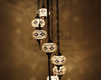 7 Ball Turkish Mosaic Floor Lamp with Large Globes, Lambader