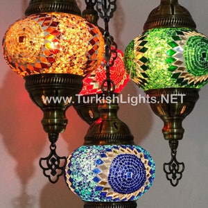4-Ball Turkish  Sultan Mosaic Chandelier, Medium Globes