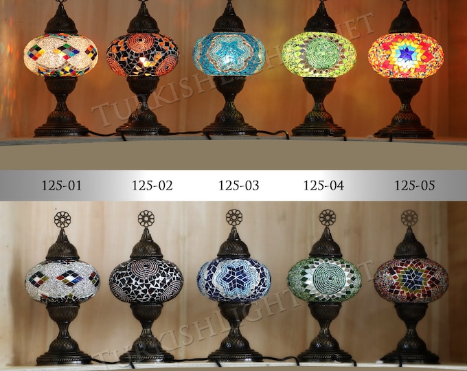 Single Turkish Mosaic Table Lamp With Large Globe ID:125