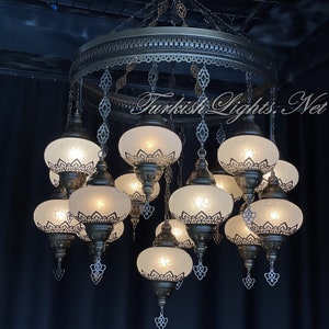 15 (L) Globe Turkish Lamp, Ottoman Lamp, Morocco Lantern Lamp Mosaic Hanging Ceiling Lamp Pendant Light Fixture Chandelier  FREESHIP