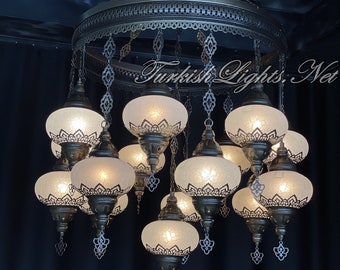 15 (L) Globe Turkish Lamp, Ottoman Lamp, Morocco Lantern Lamp Mosaic Hanging Ceiling Lamp Pendant Light Fixture Chandelier  FREESHIP