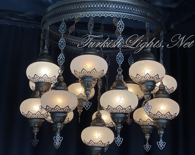 15 (L) Globe Turkish Lamp, Ottoman Lamp, Morocco Lantern Lamp Mosaic Hanging Ceiling Lamp Pendant Light Fixture Chandelier  FREESHIP