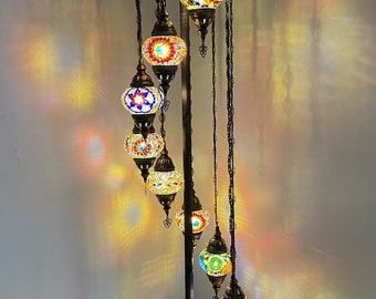 9 (M) Globe Turkish Floor Lamp, Turkish Lamp, Morocco Lamp, Mosaic Floor Lamp, Bedside Floor Lamp, US Plug, FREE SHIPPING