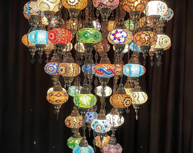 57 (L) Globe Turkish Lamp Morocco Lamp Mosaic Hanging Ceiling Lamp Pendant Light Fixture Turkish Chandelier FREE SHIPPING