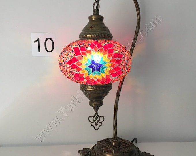 Swan Neck Turkish Mosaic Lamp,  Large Globe