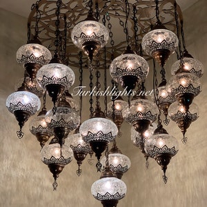 Turkish Mosaic Chandelier With 25 Large Globes ,ID: 158