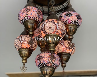 7 - BALL SULTAN  CHANDELIER (Medium globe) , Short Chandelier Flush Against the ceiling