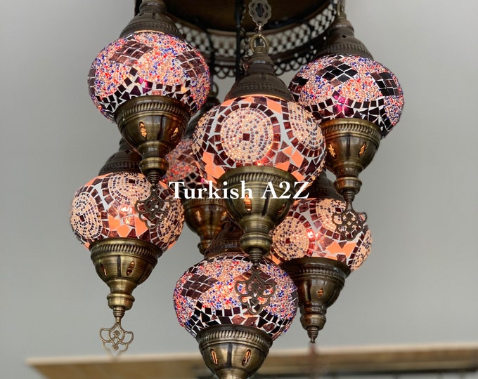7 - BALL SULTAN  CHANDELIER (Medium globe) , Short Chandelier Flush Against the ceiling