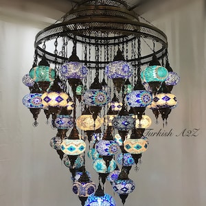 Turkish Mosaic Chandelier With 51  Large Globes  ,ID: 153