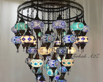 Turkish Mosaic Chandelier With 51  Large Globes  ,ID: 153