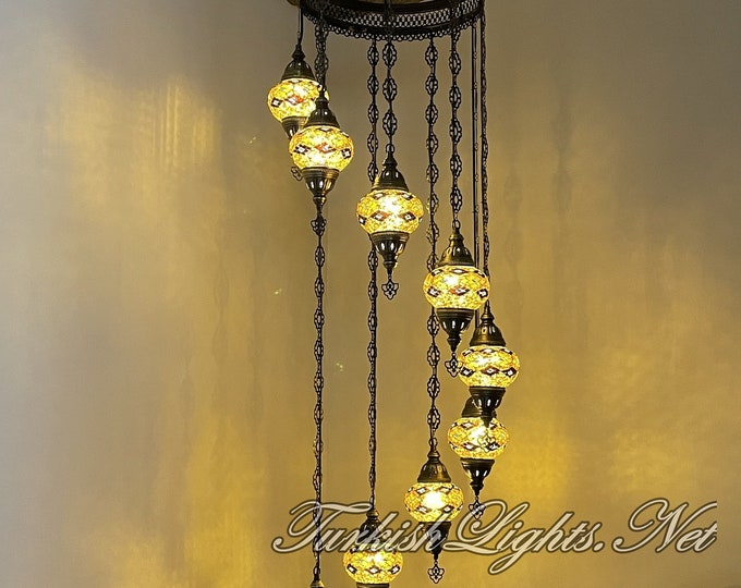 9 (M) Globe Turkish Lamp Morocco Lamp Turkish Chandelier Mosaic Lamp Ceiling Lantern  Pendant Fixture  Chandelier H09-25 FREE SHIPPING